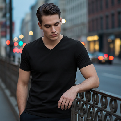📢50 % de réduction! ⏰ T-shirt classique à manches courtes en coton et col en V