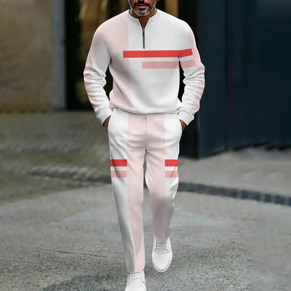 🎁Nouveauté : 50 % de réduction !💥 Ensemble de survêtement homme à demi-zip et blocs de couleurs
