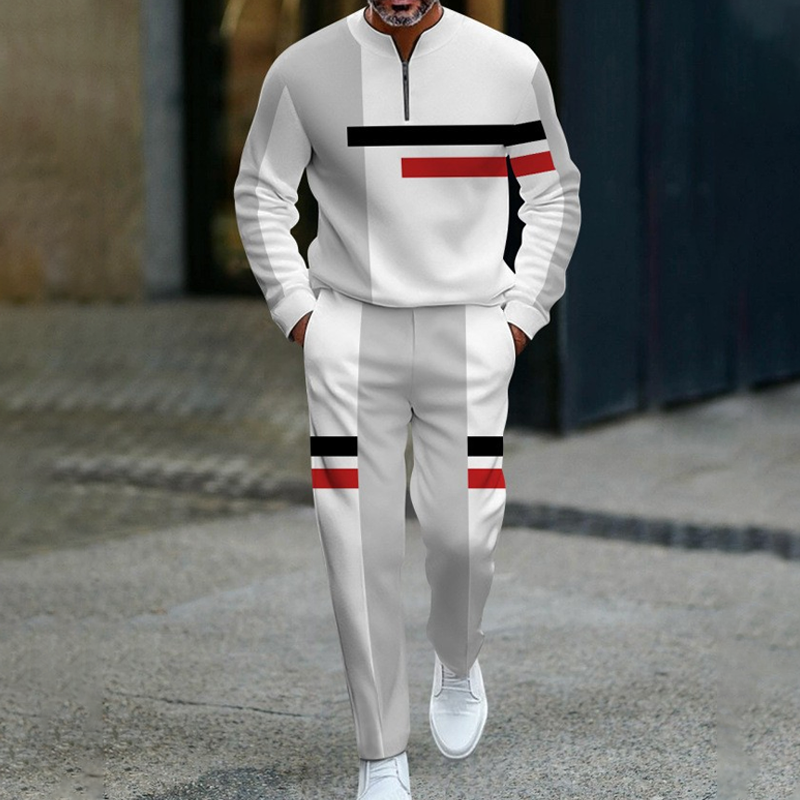 🎁Nouveauté : 50 % de réduction !💥 Ensemble de survêtement homme à demi-zip et blocs de couleurs