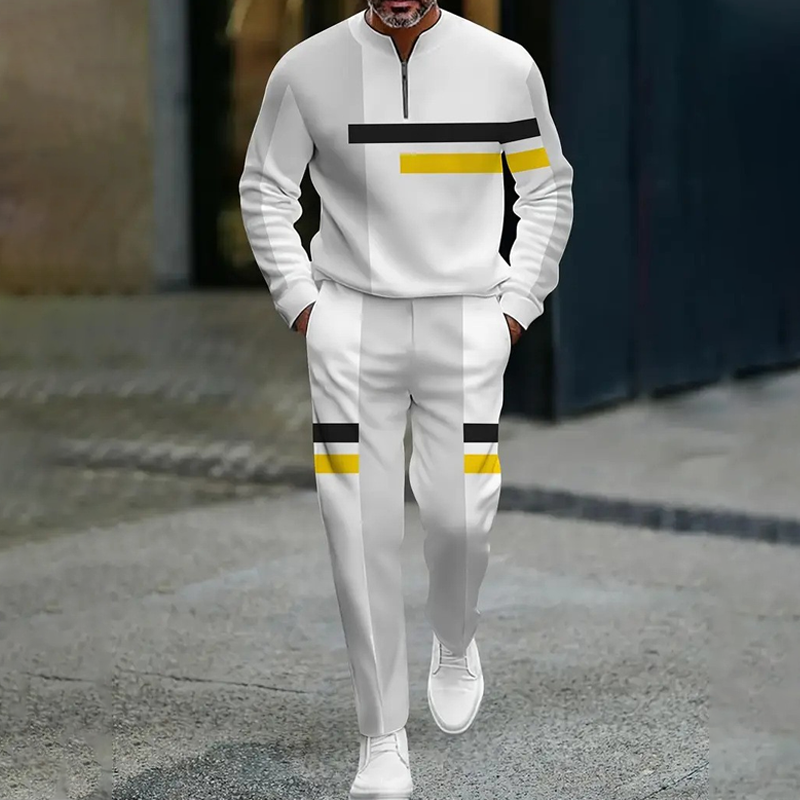 🎁Nouveauté : 50 % de réduction !💥 Ensemble de survêtement homme à demi-zip et blocs de couleurs