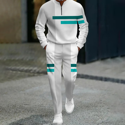 🎁Nouveauté : 50 % de réduction !💥 Ensemble de survêtement homme à demi-zip et blocs de couleurs