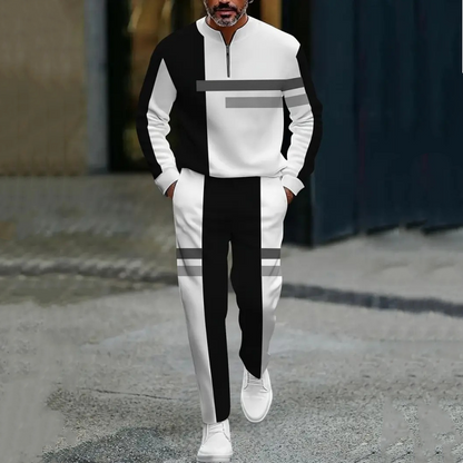 🎁Nouveauté : 50 % de réduction !💥 Ensemble de survêtement homme à demi-zip et blocs de couleurs