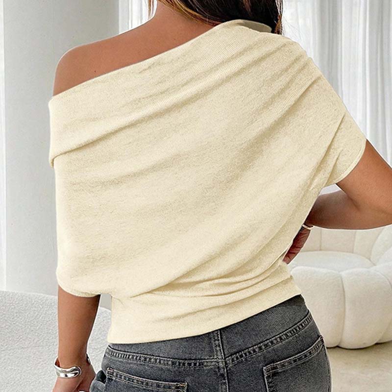 Haut asymétrique à épaules dénudées et manches chauve-souris pour femme