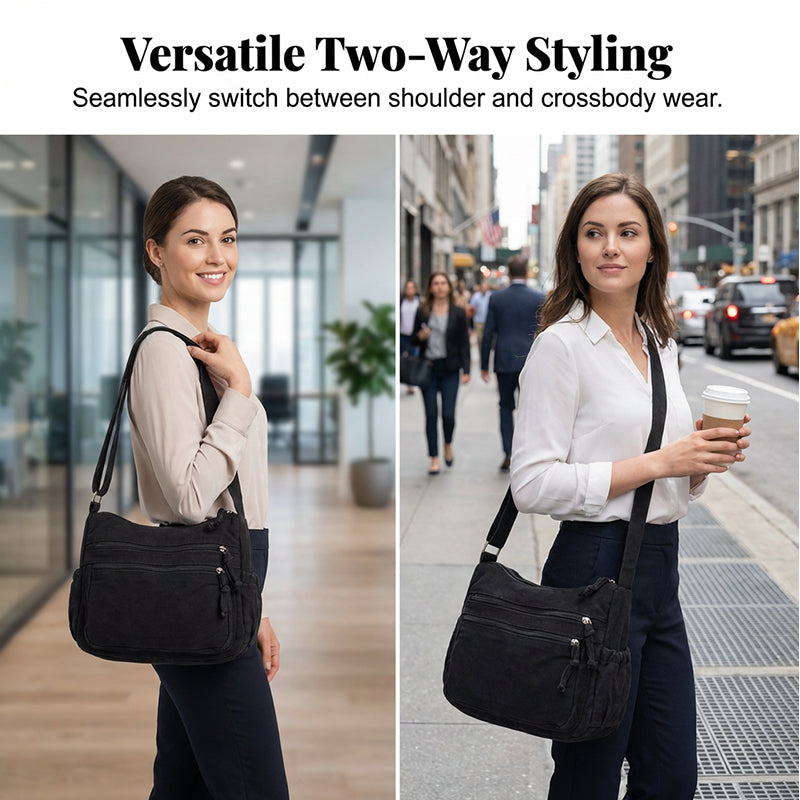 Sac en toile multipoches 🎒 Léger et résistant, bandoulière réglable, peut se porter à l'épaule ou en bandoulière 👜