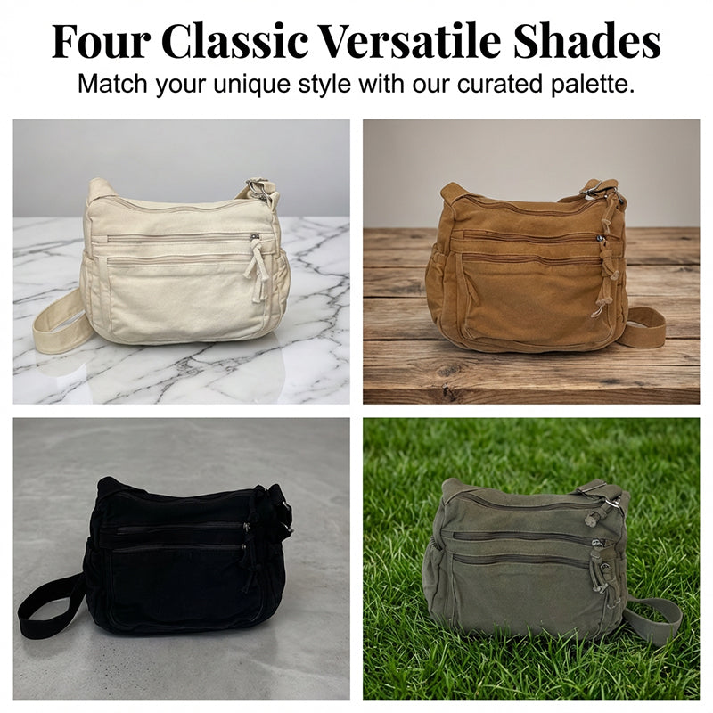 Sac en toile multipoches 🎒 Léger et résistant, bandoulière réglable, peut se porter à l'épaule ou en bandoulière 👜
