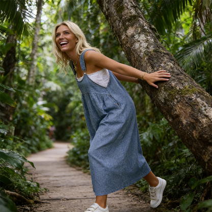 Robe salopette ample et décontractée pour femme avec poches