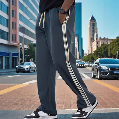 Pantalon rayé décontracté pour homme, coupe droite