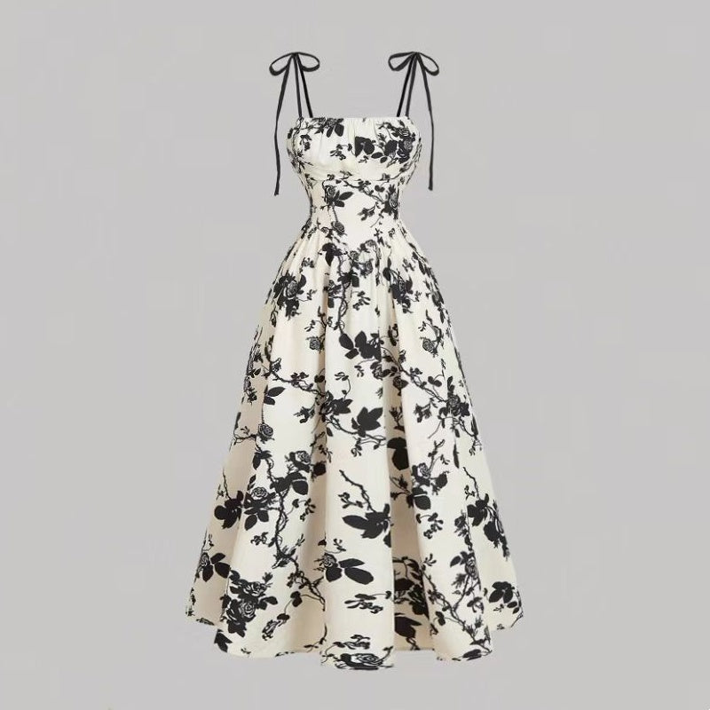 🌷Special Price Only ￡16.99!!🌷Women's Floral Print Tie-Strap Midi Dress