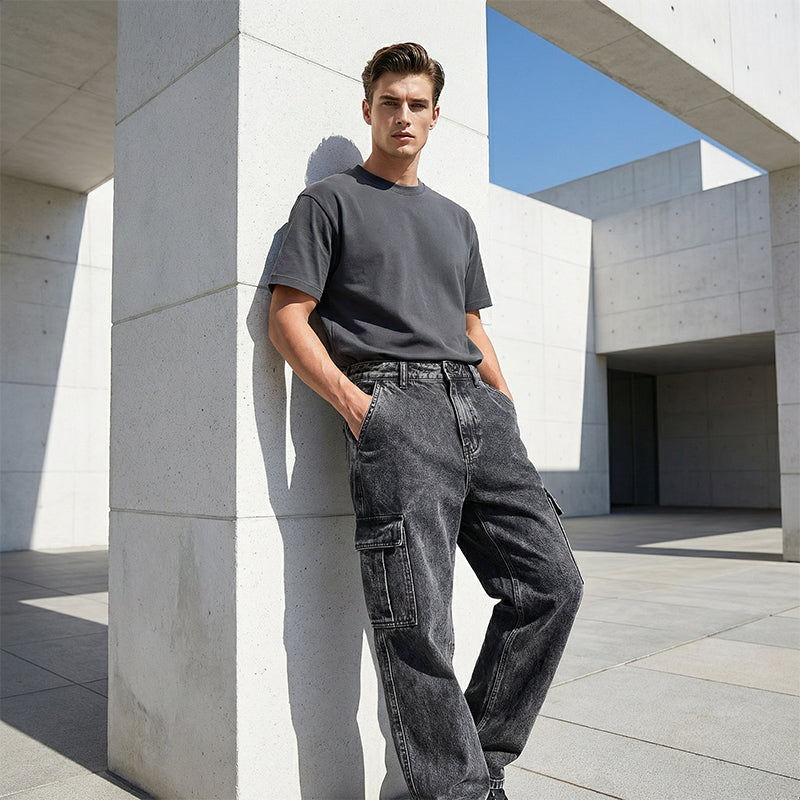 Jeans cargo amples et décontractés pour hommes