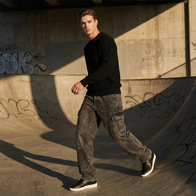 Jeans cargo amples et décontractés pour hommes