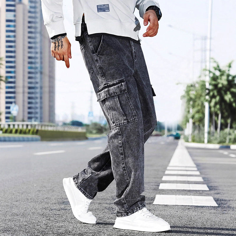 Jeans cargo amples et décontractés pour hommes