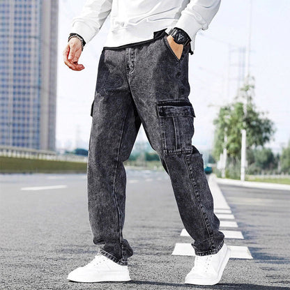 Jeans cargo amples et décontractés pour hommes