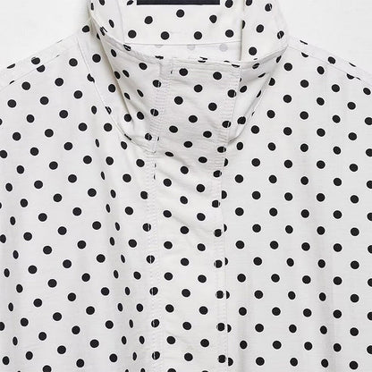 🌺Vente flash de printemps : 50 % de réduction !💐Veste courte à pois pour femme avec col montant