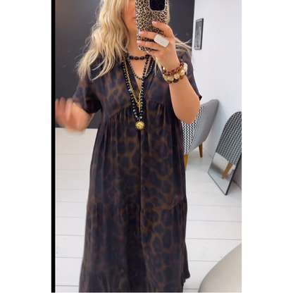 💎 -50% SUR LA ROBE LONGUE LÉOPARD ! 💎 Col en V, Coupe Fluide & Style Polyvalent pour Femme ✨