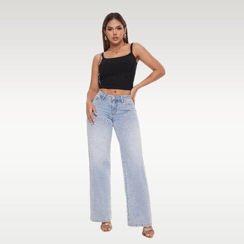 👖✨ 50 % de réduction + livraison gratuite 👖Jean baggy à taille mi-basse