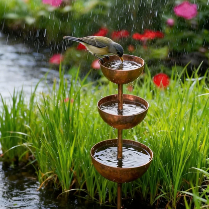 🐦 Apportez la nature à la maison – Mangeoire et abreuvoir rustiques à 3 niveaux