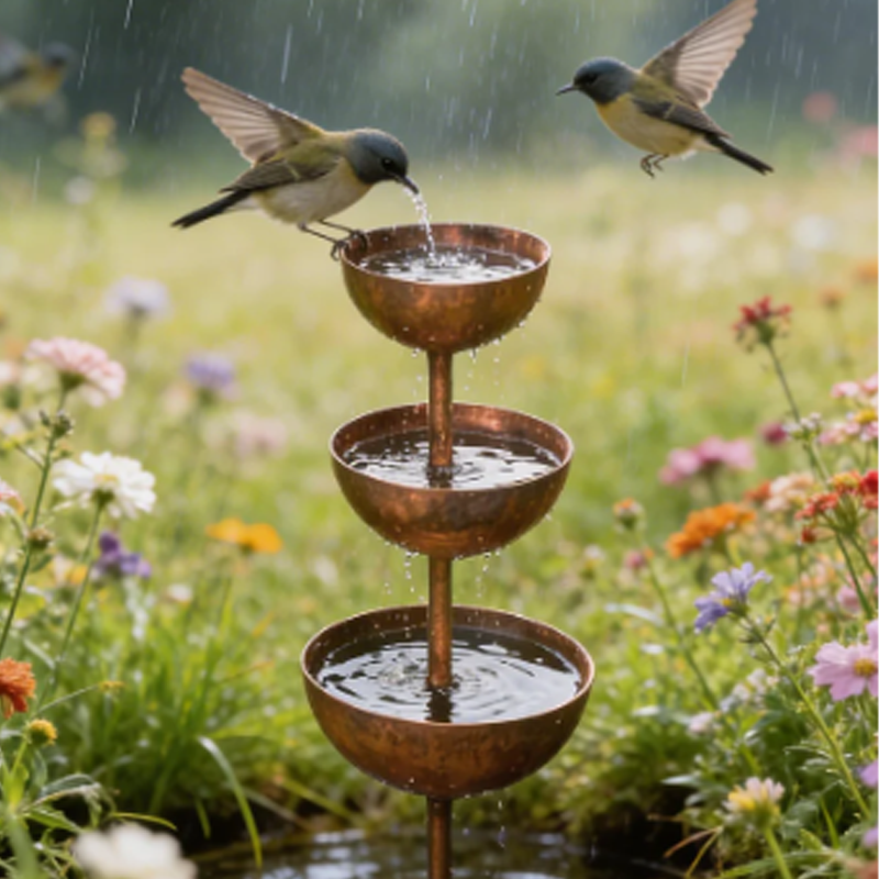 🐦 Apportez la nature à la maison – Mangeoire et abreuvoir rustiques à 3 niveaux