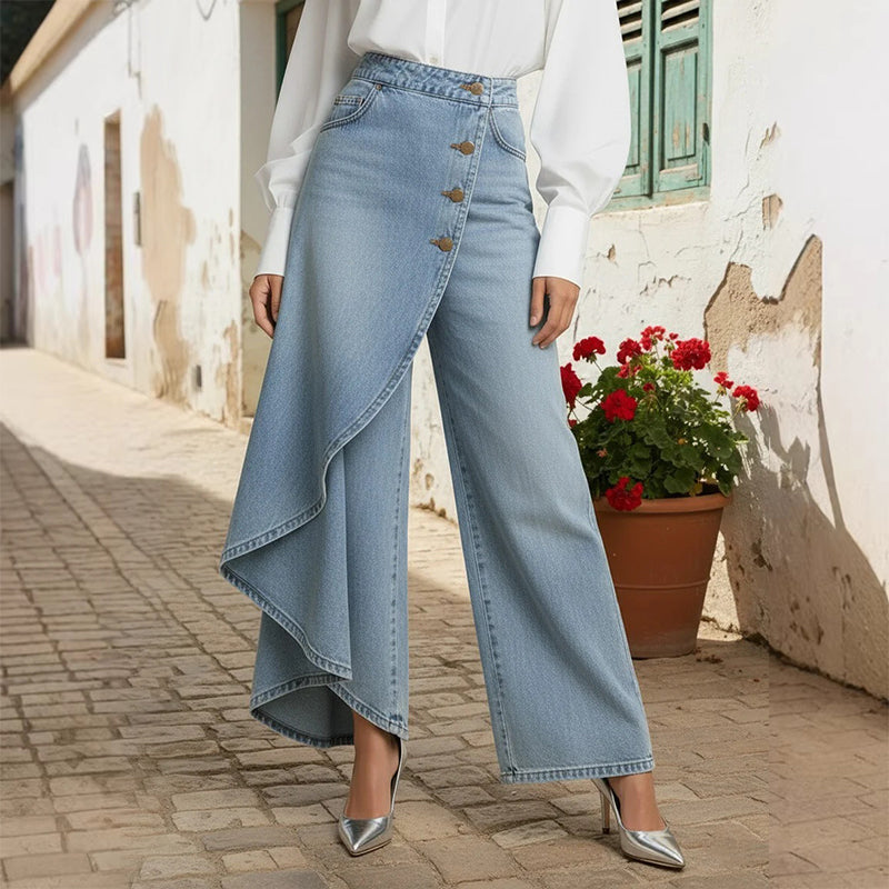Asymmetrical Wrap Denim Skirt Pants - 50% de Réduction Limitée