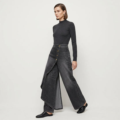 Asymmetrical Wrap Denim Skirt Pants - 50% de Réduction Limitée