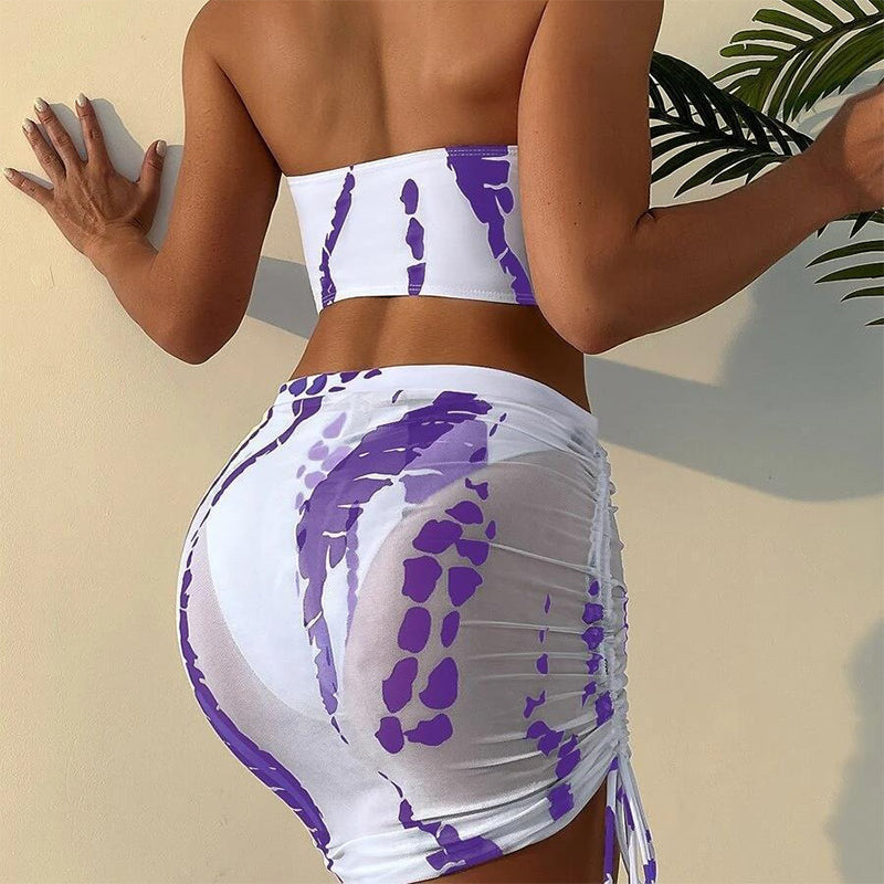 👙 50% DE RÉDUCTION! 🌊 Ensemble Bikini 3 Pièces Froncé pour Femme – Élégant, Charmant & Parfait Pour La Plage 🏝️