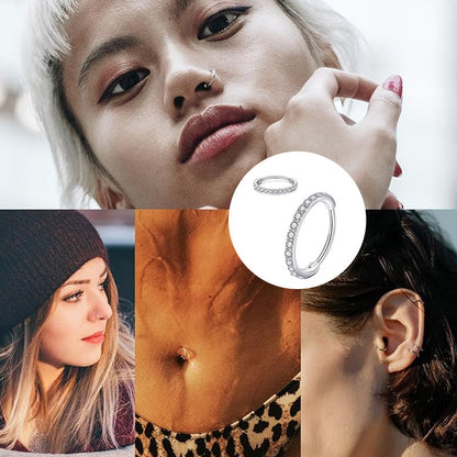 🔥 MOITIÉ PRIX ! Bijou de nez en diamant – Plaqué or 14 carats, zircone cubique ou diamant véritable, design torsadé/à clous 👃💎