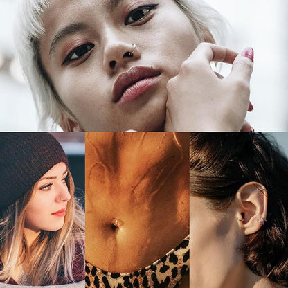 🔥 MOITIÉ PRIX ! Bijou de nez en diamant – Plaqué or 14 carats, zircone cubique ou diamant véritable, design torsadé/à clous 👃💎