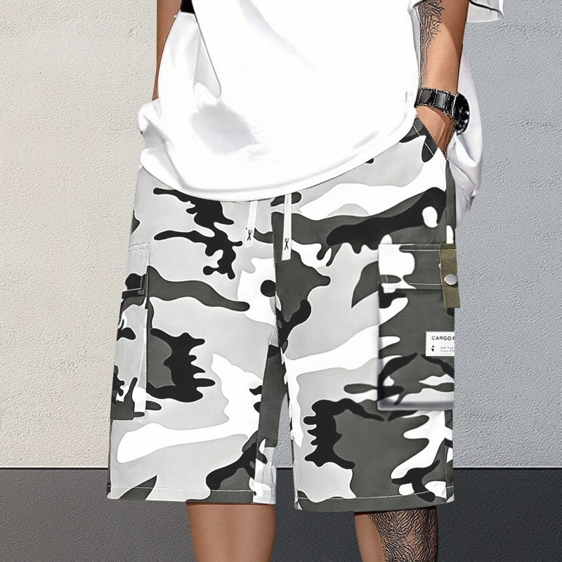 🩳 PROMO LIMITÉE 50% DE RÉDUCTION ! 🍂 Shorts Cargo Camouflage – 6 Poches Pratiques, Cordon de Taille & Coupe Détendue ✨
