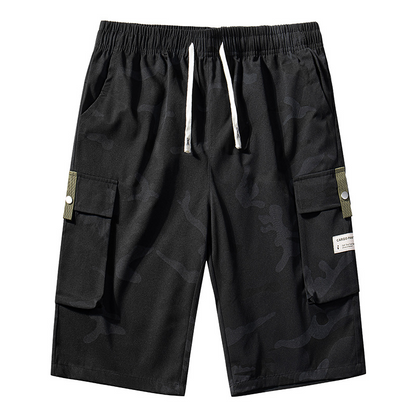 🩳 PROMO LIMITÉE 50% DE RÉDUCTION ! 🍂 Shorts Cargo Camouflage – 6 Poches Pratiques, Cordon de Taille & Coupe Détendue ✨