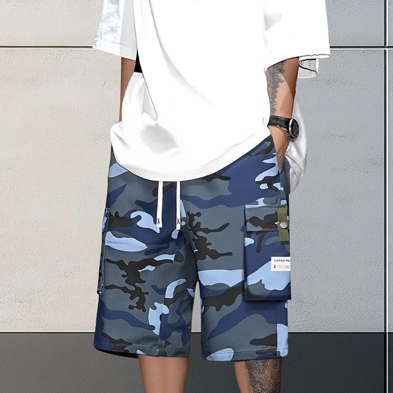 🩳 PROMO LIMITÉE 50% DE RÉDUCTION ! 🍂 Shorts Cargo Camouflage – 6 Poches Pratiques, Cordon de Taille & Coupe Détendue ✨