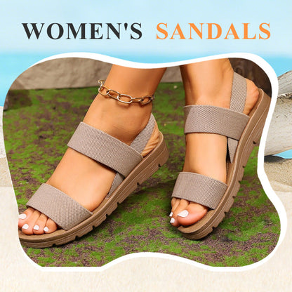 👡 50% DE RÉDUCTION! 🔥 Sandales Décontractées Antidérapantes pour Femme avec Larges Bandes Élastiques – Confortables, Semelle Amortie & Parfaites Pour Les Journées Ensoleillées ☀️