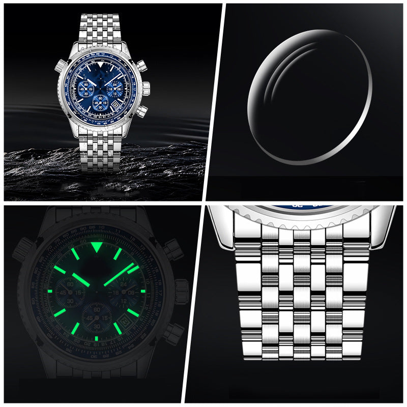 🎁🔥 50 % de réduction – Montre business multifonctionnelle classique pour homme | Nouveauté, chronographe, affichage de la date, étanche – Cadeau idéal ⌚💼