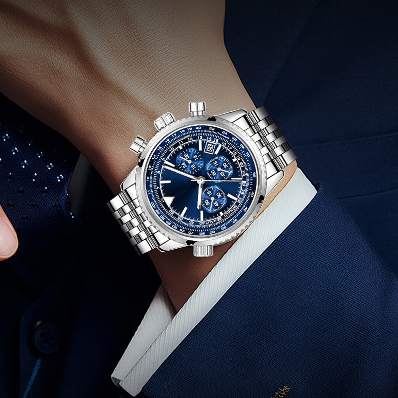 🎁🔥 50 % de réduction – Montre business multifonctionnelle classique pour homme | Nouveauté, chronographe, affichage de la date, étanche – Cadeau idéal ⌚💼