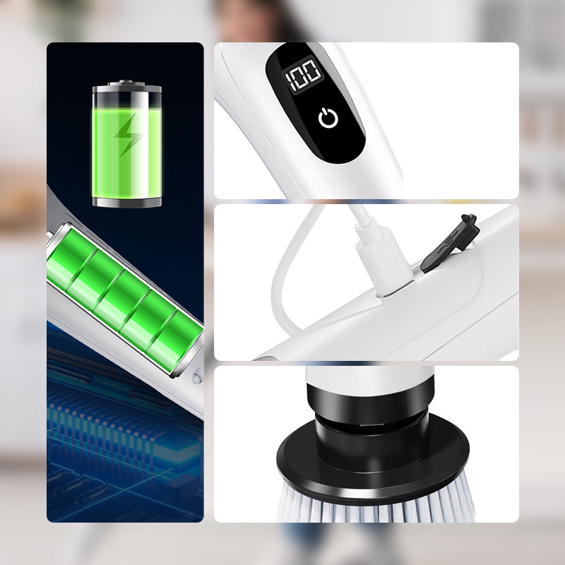 💪🧽 Moitié prix ! Kit de brosses de nettoyage électriques 8 en 1 – 8 têtes de brosse interchangeables, moteur à couple élevé, 2 vitesses, nettoyage en profondeur de la salle de bain et de la cuisine 🚿🍳