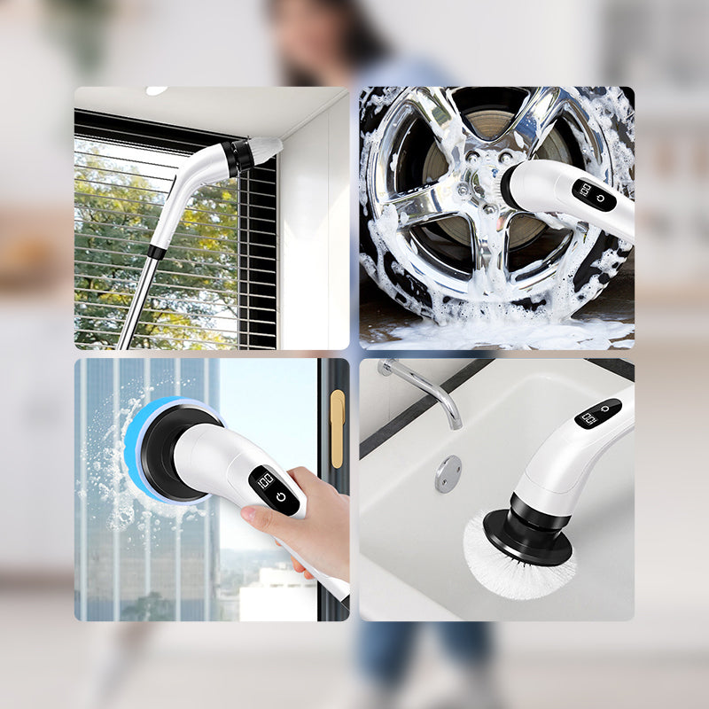 💪🧽 Moitié prix ! Kit de brosses de nettoyage électriques 8 en 1 – 8 têtes de brosse interchangeables, moteur à couple élevé, 2 vitesses, nettoyage en profondeur de la salle de bain et de la cuisine 🚿🍳