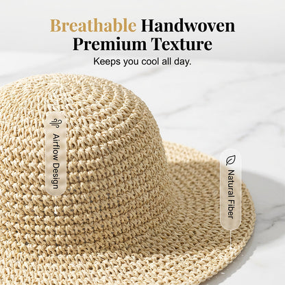 ❤️ Chapeau de paille à large bord tissé à la main pour femme