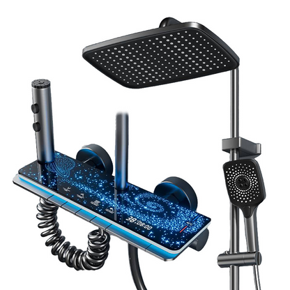 💞50K+ SOLD!💧🌙 50% OFF! Digital Display Shower System – Starry sky LED, built‑in shelf. 4 spray modes, alloy body. Spa at home. ✨🚿