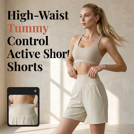 🏃‍♀️ LIMITED-TIME 50% OFF! ✨ Women's High Waist Running Shorts – Tummy Control, A-Line, Side Pockets 🌿