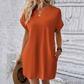 📢🔥LIMITED-TIME 50% OFF!⏰Solid Color Crew Neck Loose Tunic Dress