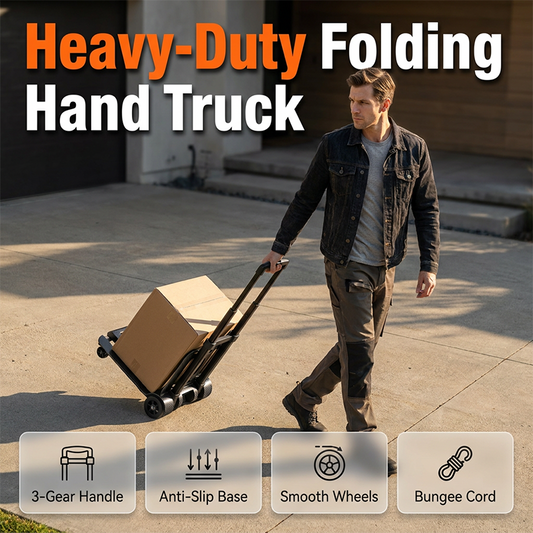 Foldable Utility Cart with Telescopic Handle and Smooth Wheels
