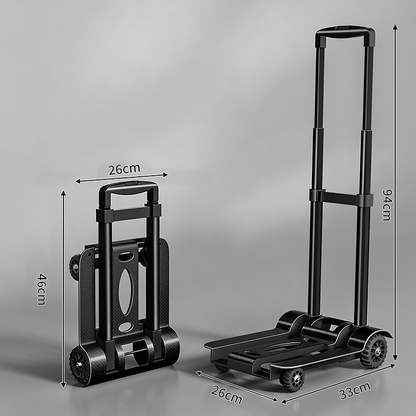 Foldable Utility Cart with Telescopic Handle and Smooth Wheels