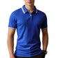 Men Fashion Contrast Lapel Quick Drying Short Sleeve T-Shirt