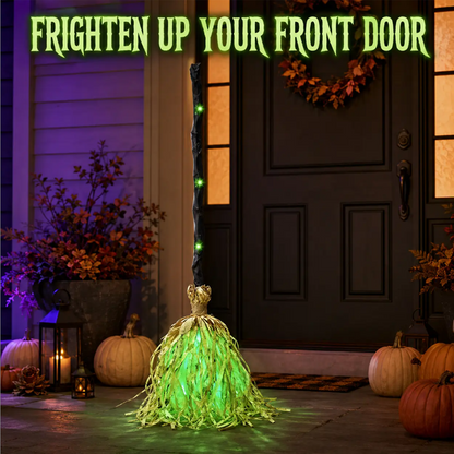 🧙👻 Animated Witch Broom Halloween Decoration with Lights and Sound