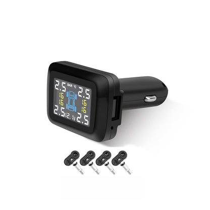 ⚡ Cigarette Lighter TPMS – 4 External Sensors Tire Pressure Monitoring System, Real-Time Display with Alarm, Plug-and-Play
