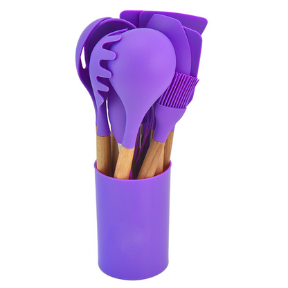 🍳🥄 50% OFF! 🌿🔥 Complete Silicone Kitchen Utensil Set – Non-Stick, Heat-Resistant & Ergonomic Wooden Handles. 1,564 Happy Customers! ✅