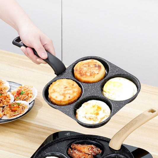 ⏳🔥LIMITED-TIME 50% OFF! ⏰4-Cup Non-Stick Pan – Perfect for Breakfast, Even Heating & Easy Flip – Food-Grade Coating & Durable Cast Iron ✨