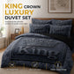 🛌☁️Modern Crown‑Print 3‑Piece Bedding Set | Soft Brushed Micro‑Fiber Duvet‑Cover Kit🧵