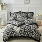 🛏️✨ Leopard Print Ruffled Duvet Cover Set – Bold & Cozy Bedroom Style 🐆