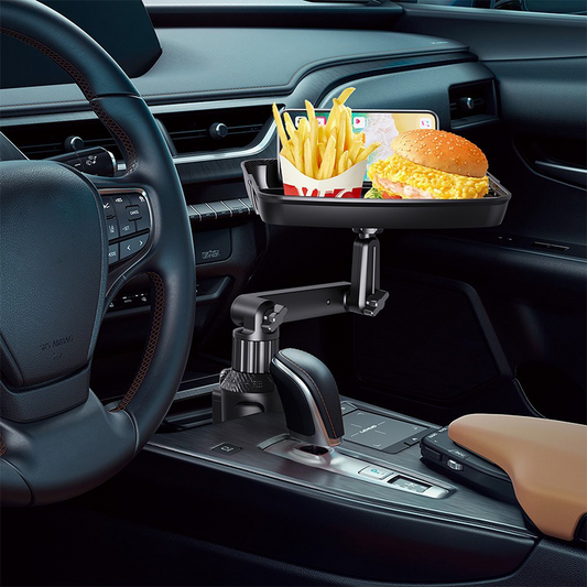 🚗 50% OFF NOW! 🍔 Car Cup Holder Tray – 360° Swivel, Extendable Surface & Phone Slot – Tool-Free Install 💪