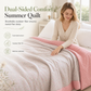 ❄️Lightweight Summer Cool Quilt with Soybean Fiber Filling and Textured Dot Fabric Machine Washable Air Conditioning Blanket for Adults and Kids