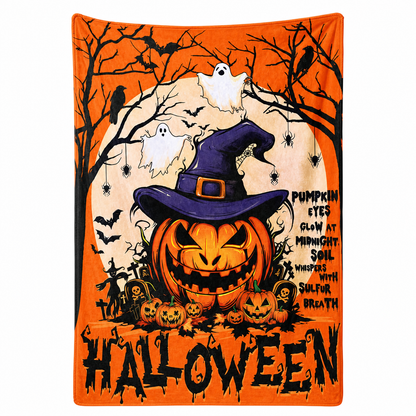 🎃Retro Halloween Skull Print Flannel Throw Blanket Cozy Warm Blanket for Home and Nap